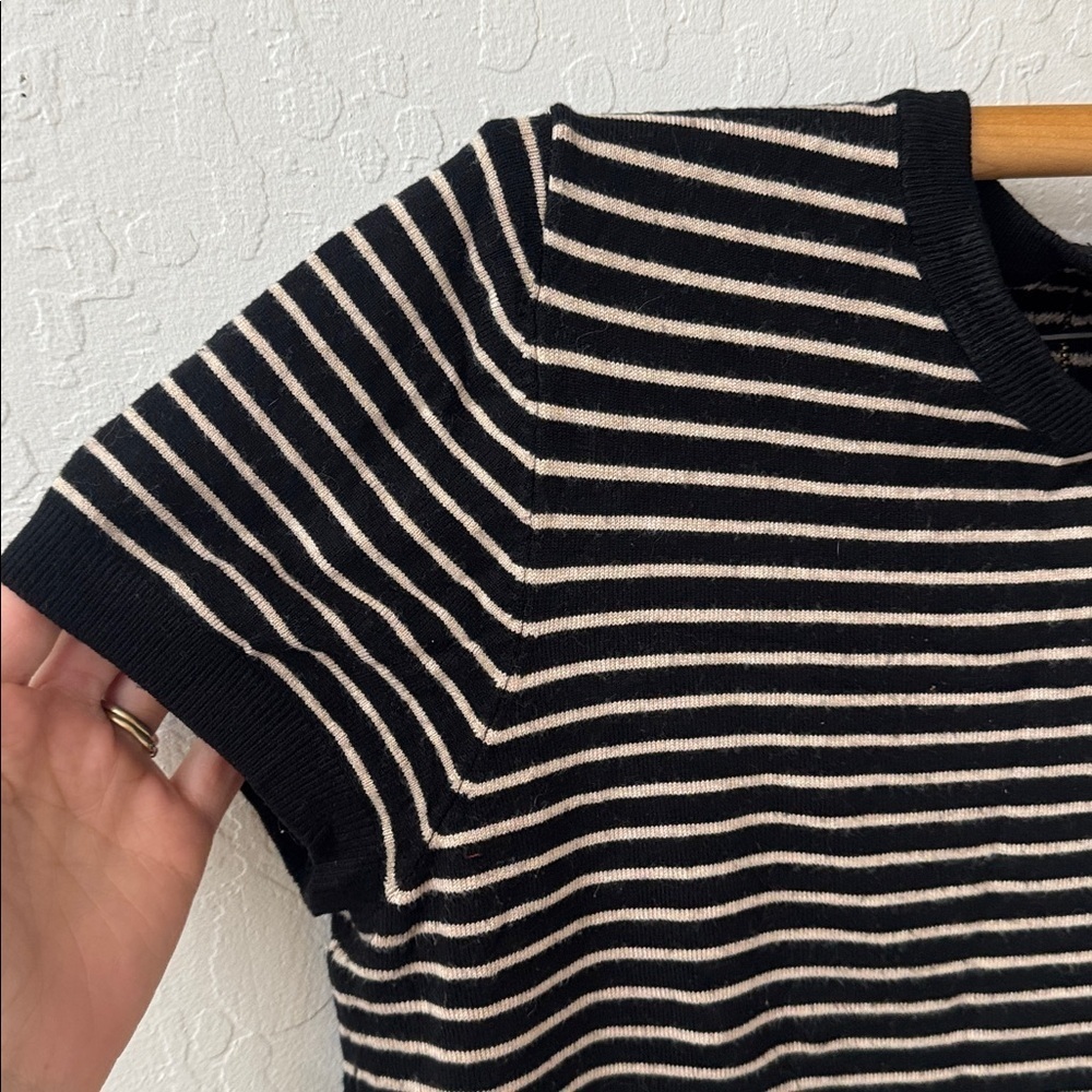 Premise Black Tan Cream T Shirt Sweater Zip Back Lightweight Size Large - Picture 3 of 7